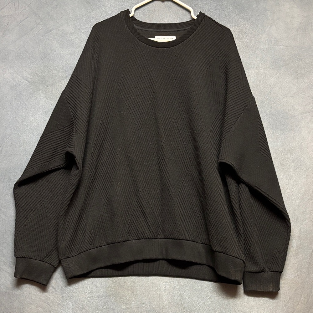 Calvin Klein Textured Black Crewneck Sweatshirt Men’s XXL Pullover Minimalist